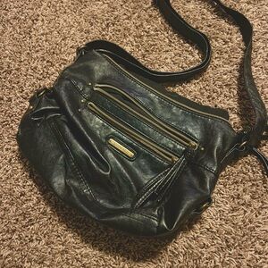 Stone and Co Black faux Leather Crossbody Bag slouchy boho purse